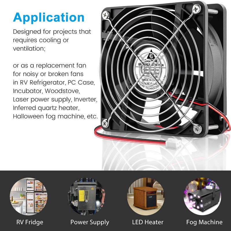 GDSTIME 12V 1238 Cooling Fan, 120mm x 38mm 3000RPM Dual Ball Bearings DC Brushless Fan - Image 2